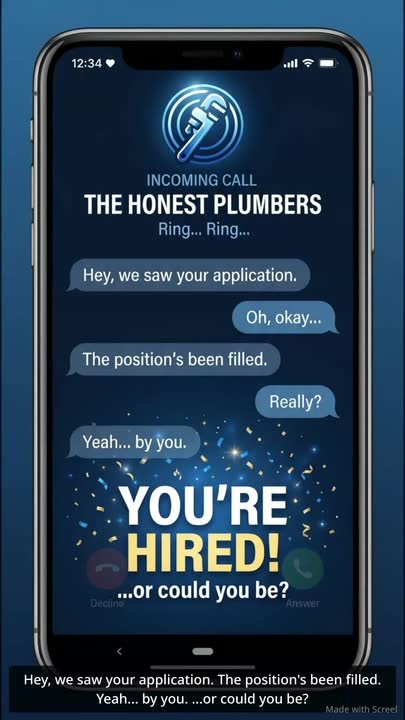 The Honest Plumbers — 10s Hiring Curiosity Reel